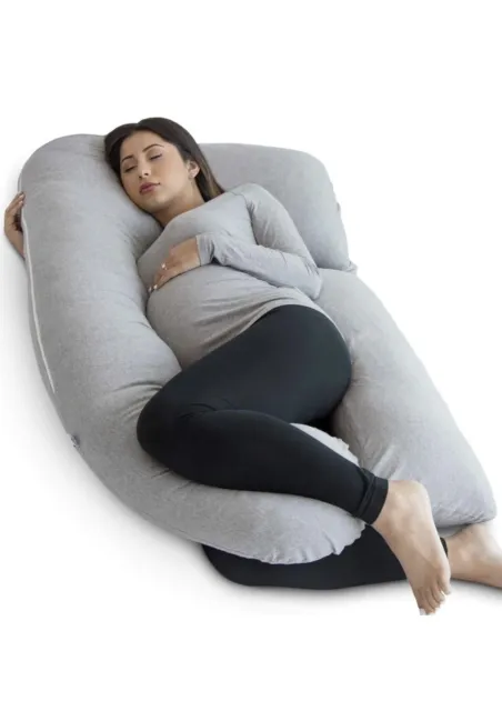 PharMeDoc U-shaped Pregnancy Pillow With Cooling Cover - Grey