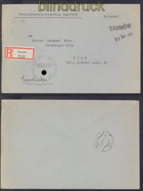 Generalgouvernement Feldpost 2. WK R-Brief Notstempel Tarnow 8.12.1939 (50274)
