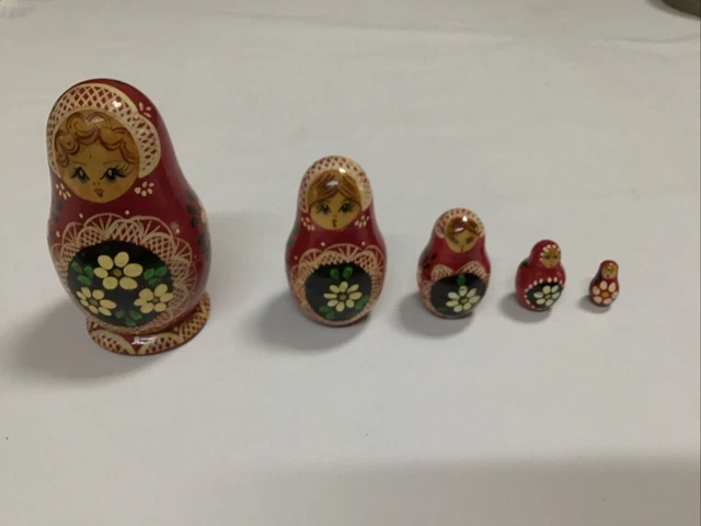 Poupées Gigognes Vertes De 15 Cm Matriochka Poupée Russe 5 En 1 Jouet En Bois Fait à La Main Et Peint En Ukraine Décoration D'intérieur - France