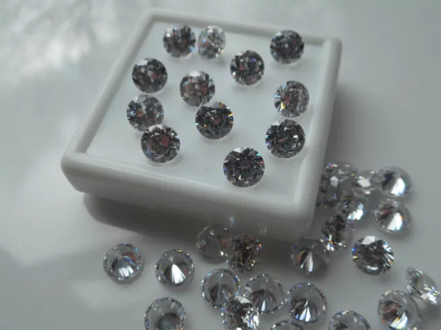 6mm round clear cubic zirconia loose gemstones, 4 stones £1,nice cut.