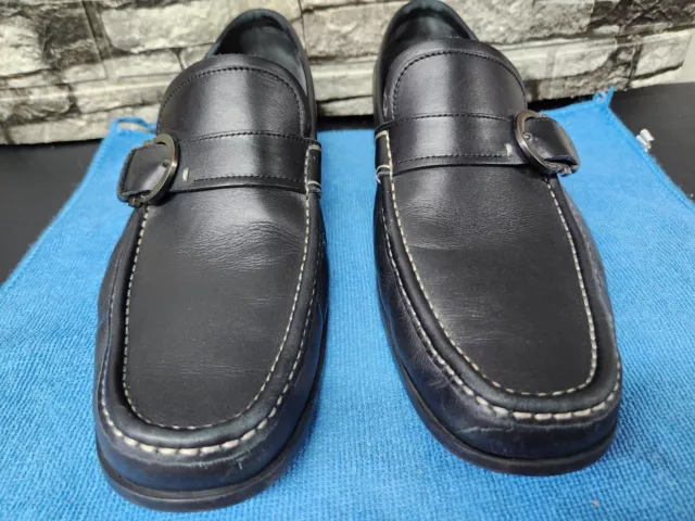 FERRAGAMO MEN'S SHOES Loafer Moccasin Gancini Ornament Black Leather ...