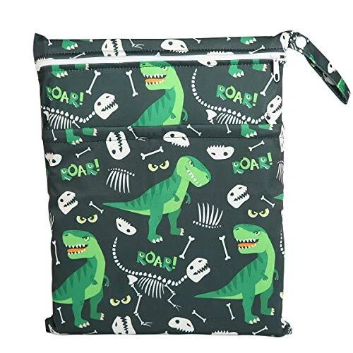 Wet Bag Baby Cloth Diaper Nappy Bag Reusable With Two Zippered Pockets Boys