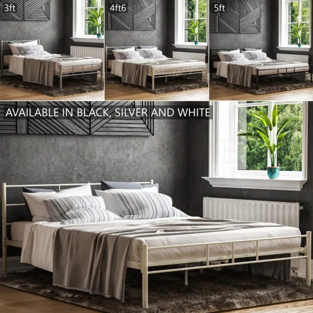 Dorset Double King Single Bed Metal Steel Frame 3ft 4ft6 5ft Bedroom Furniture