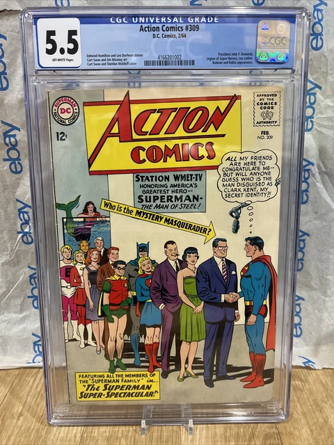 Action Comics Vol 1 309 1964  JFK Appearance cgc 5.5 graded off white dc comic