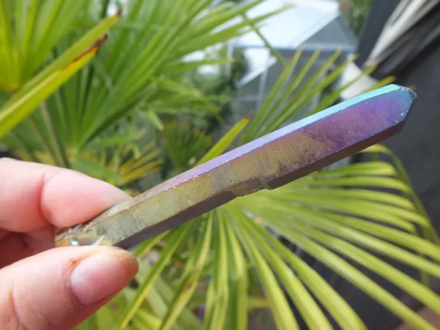 Regenbogen Aura Titan Flamme Quarz Bergkristall 18 Gramm