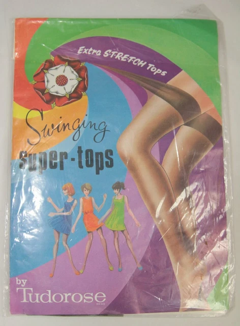 Calze Super-Top Swinging Vintage di Tudorose Marrone Scamosciato Grafica 10,5 anni 60