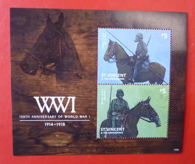 2014 St VINCENT 100th ANNIV WWI  STAMP MINI SHEET 2