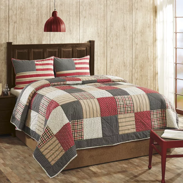 Victory Americana Queen Size 3 Pc Quilt Set Cotton Quilt+ 2 Shams-Back in Stock! 3