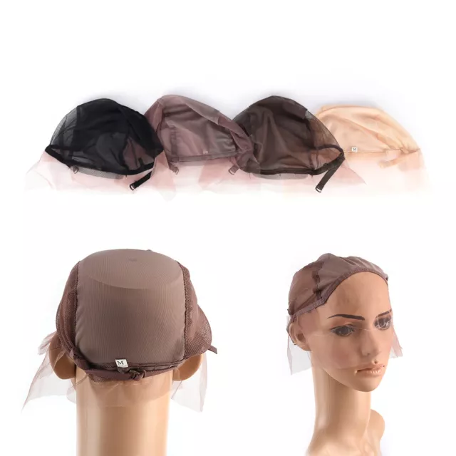 Gorra frontal de encaje para hacer pelucas gorra tejida red elástica para cabello marrón beige@