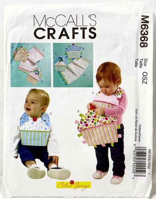 2011 McCalls Sewing Pattern M6368 Baby Accessories Burp Cloth Toy Bib 12278