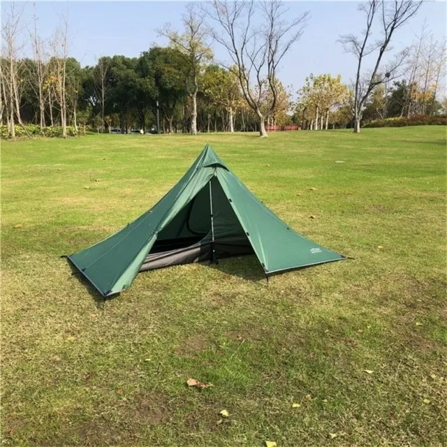 Waterproof Camping Ultralight Double Tier Rodless Pyramid Tent 1 Person 4 Season