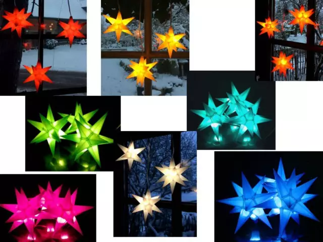 LED Lichterkette 3er Kette mit Sternen 3D Außenstern Weihnachtsstern mit TIMER