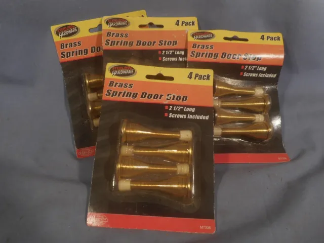 16 each STERLING HARDWARE Brass Spring Door Stop - 4 x 4 in a Pack MT336