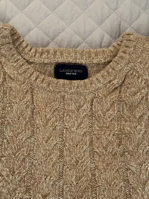 Lands End Drifter Cable Knit Sweater Women’s 3X Oversized Tan Color