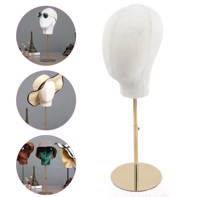 Peluca ajustable cabeza maniquí gorra tupé soporte de exhibición de estante dorado