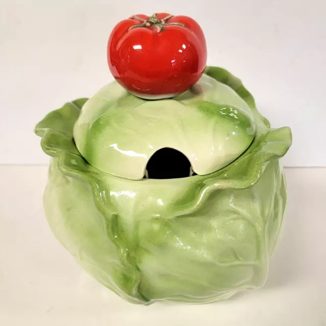 Vintage METLOX Cabbage Head Soup Tureen With Tomato Lid Poppytrail Pottery