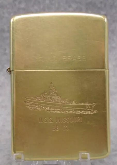 Vintage-RARE- Zippo 1932-1986 "Solid Brass" U.S.S. Missouri advertising lighter