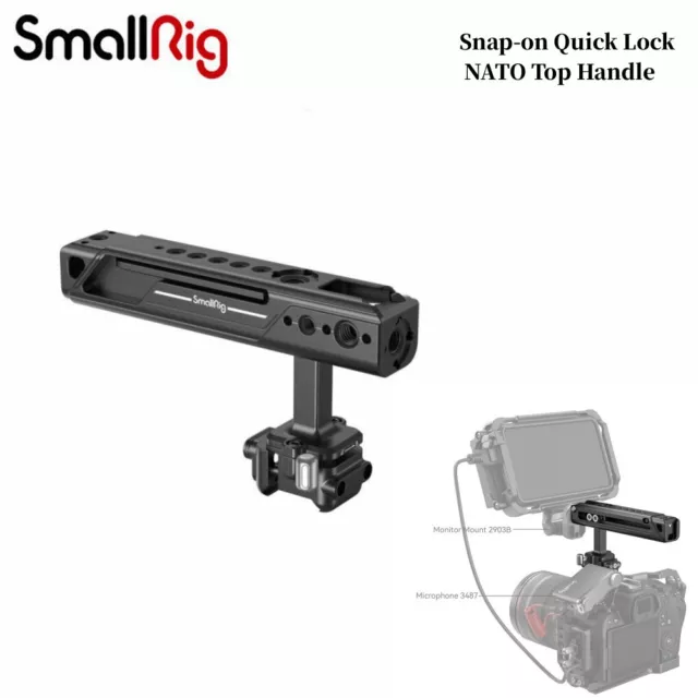 SmallRig NATO Top Handle, Snap-On and Quick Lock Design,Built-In Cold Shoe Mount