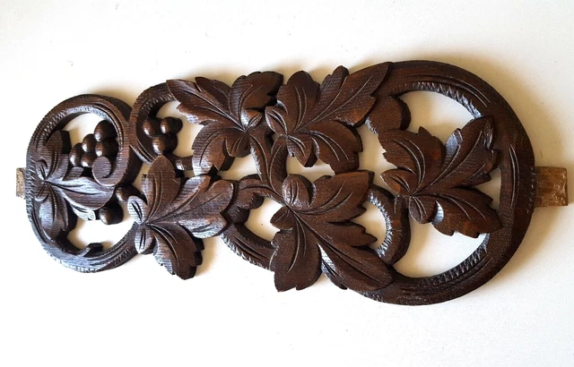 Pierced wood carving pediment wall panel - Antique French architectural salvage