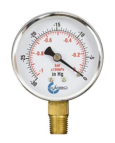 CARBO Instruments 2-1/2" Pressure Gauge Chrome Plated Steel Case Dry Vacuum -...