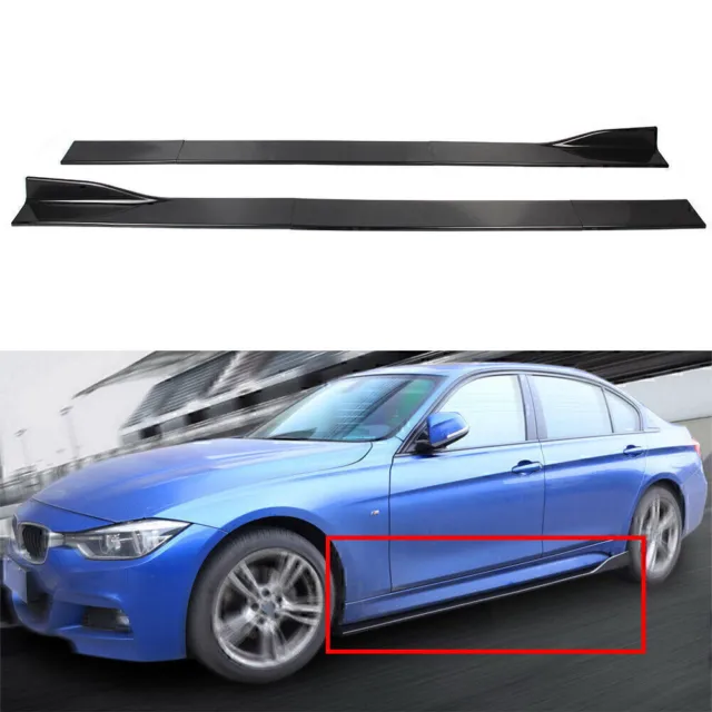 Universal Car Side Skirt Extension Rocker Panel Splitters Lip 2m/78.7" Black