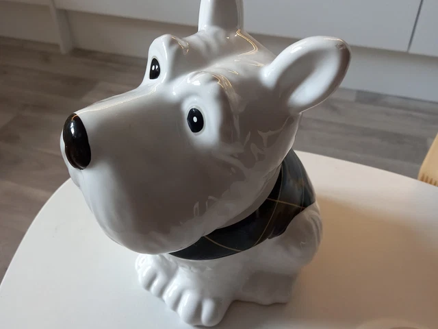 Vintage Ceramic WHITE Westie West Highland Terrier Dog Cookie Jar Biscuit Barrel