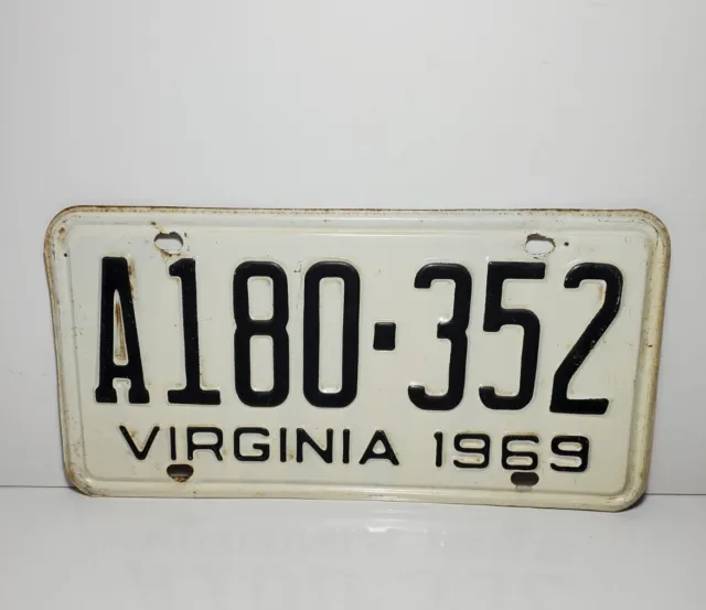 Virginia Licence Plate 1969 Vintage