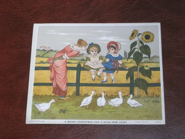 Original Victorian Tuck Childrens Greetings Card - Sunflowers.