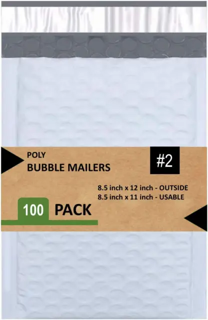 Sales4Less #2 Poly Bubble Mailers 8.5X12 Inches Padded Envelope Mailer Waterproo