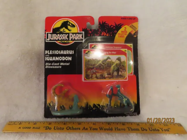 Kenner 1993 Jurassic Park Die Cast Dinosaurs-Plesiosaurs-Iguanodon.  NEW IN PKG