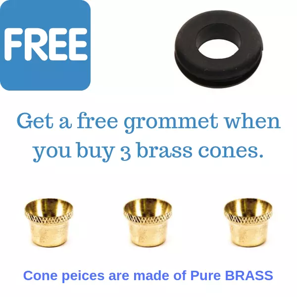 3 X Bonza Cup Cone Pieces - Brass Cone Piece - FREE GROMMET