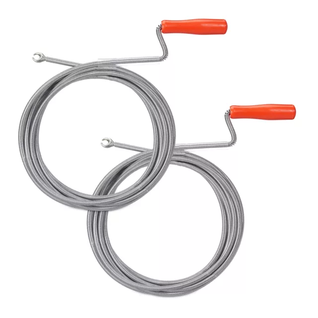 Spirale de nettoyage de tuyaux lot de 2 avec pince 5 mètres ressort drainage