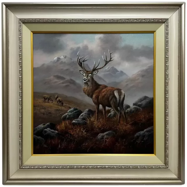 Oil Painting Scottish Highlands Monarch In The Glen I Signed Wendy Reeves