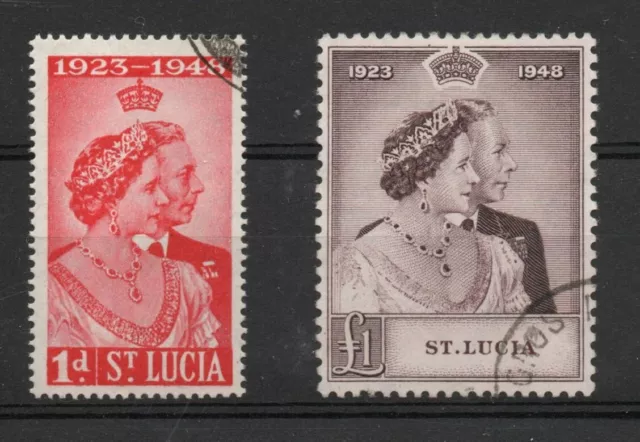 St Lucia Sg 144-5 1948 Gvi Royal Siver Wedding. Fine Used