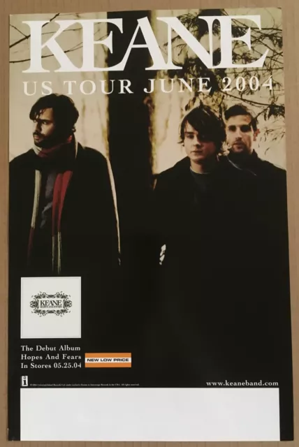 KEANE Rare 2004 PROMO TOUR POSTER for Hopes CD 11x17 USA NEVER DISPLAYED
