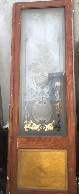 Art Deco Door French Style Etched Glass Old Parlor Door 98 X 30