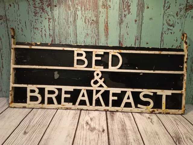 Antique Vintage Blacksmith Made Double Sided Metal Bed & Breakfast Hanging Sign