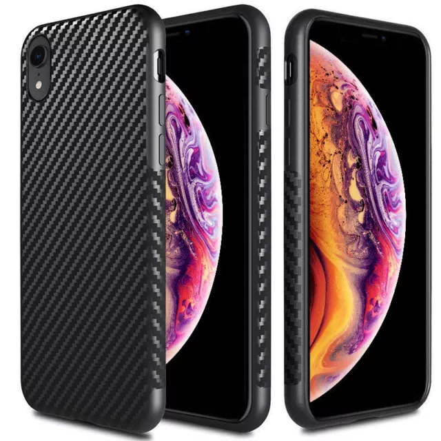 Shockproof Carbon Fiber Slim Silicon Cover Case For iPhone 11 Pro Max XS Max XR