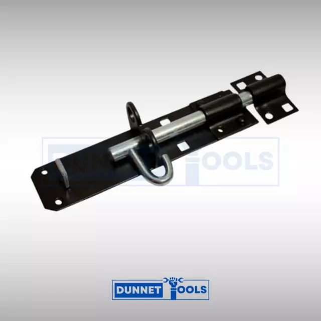 8" Inch Brenton Bolt 200mm Complete Fittings Door Lock Shed Gate Door Black