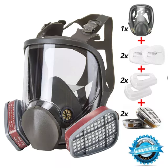 6800 Full Face Gas Mask Cover Painting Spraying Respirator Filter Facepiece Set