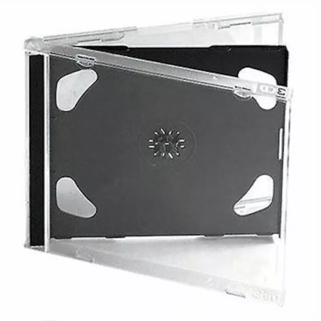 6  Count Standard 10.4mm Double Clear CD DVD Jewel Cases Black Tray Hold 2 Discs