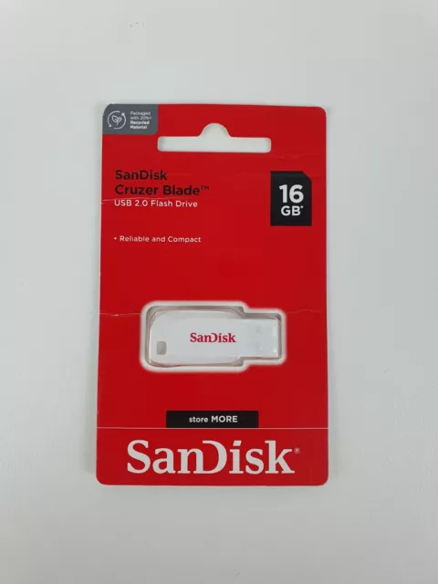 SanDisk Cruzer Blade USB 2.0 Flash Drive 16GB White - Free Tracked Postage