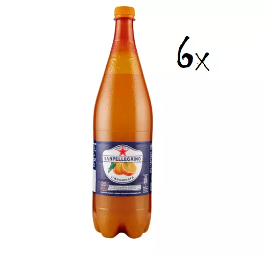 6x San pellegrino PET Flasche Dose 1,25 L L'aranciata orange Orangenlimonade