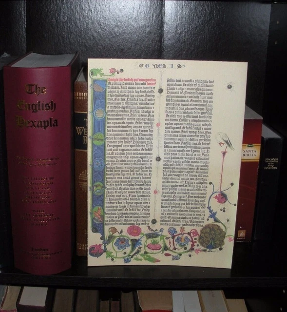 VERY RARE 1455 GUTENBERG BIBLE LEAF reproduction facsimile Watchtower