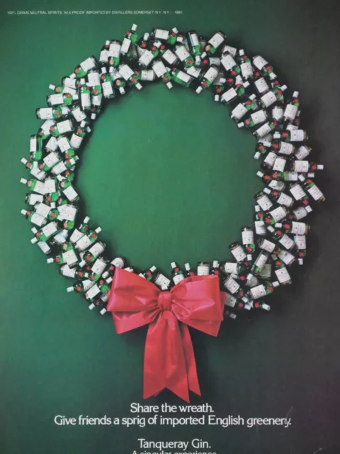 Tanqueray Gin Christmas Vintage 1985 Share The Wealth Original Print Ad 8.5 x 11