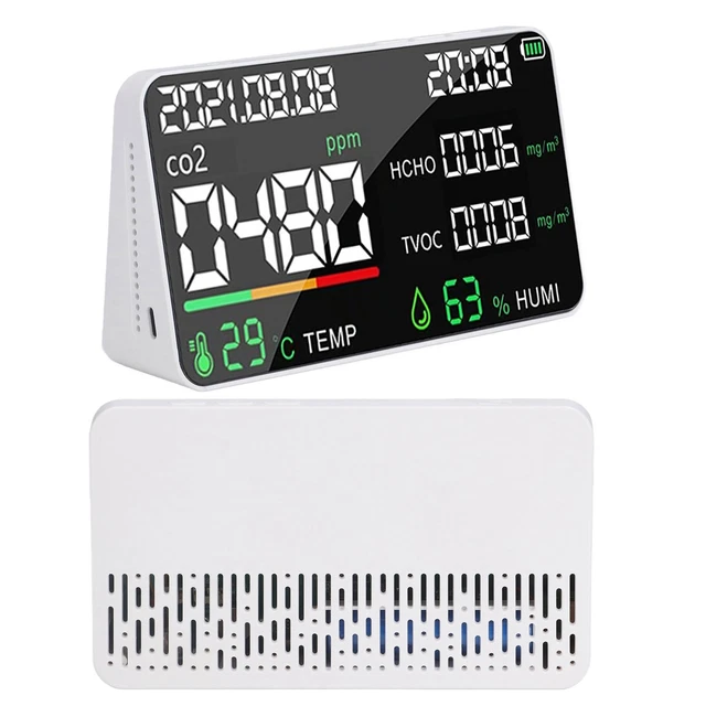 (White)Carbon Dioxide Detector 1200mAh USB Rechargeable CO2 HCHO Tester Multiuse
