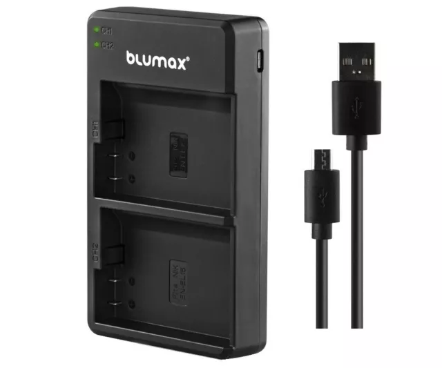 Original Blumax Duo Chargeur pour Nikon D7000 D7100 D7200 D7500 USB Chargeur