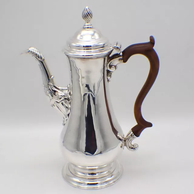 George III English Coffee Pot Sterling Silver 1763 Wooden Handle