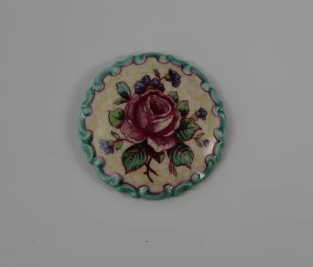 Rosenthal Marktredwitz, Porzellan Platte für Brosche, handbemalt D. 4,5 cm Blume