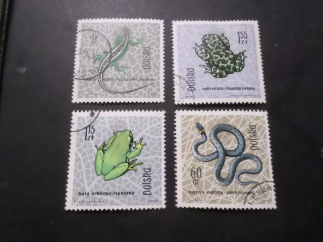POLOGNE POLSKA, LOT timbres THEME REPTYLES, oblitérés, POLAND STAMPS